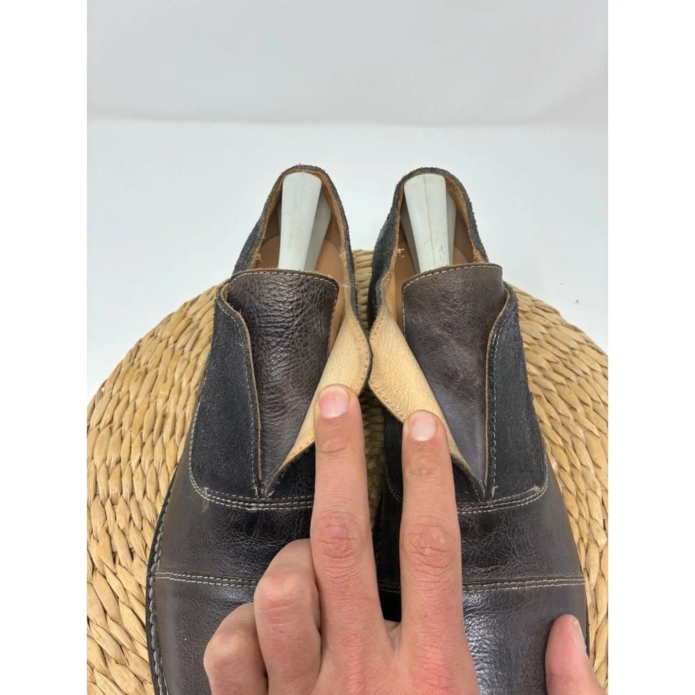 Bed Stu Women Dark Brown Distressed Leather Slip On Loafers Vibram Sole Size 11‎